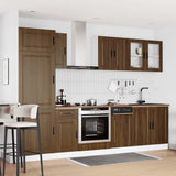 8 Piece Kitchen Cabinet Set Kalmar Brown Oak Engineered Wood 3314818