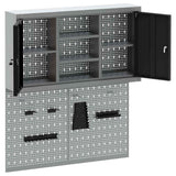 Tool Cabinet Set with Shelf 3 pcs Black Powder-Coated Steel 3321404