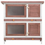 170835 Outdoor Rabbit Hutch 4 Doors Brown Wood