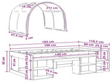 Bed Frame with Tunnel with Shelf 3 pcs White Engineered Wood 3423623
