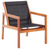 Garden Chair Black Solid eucalyptus wood and Textilene Garden Chair 48701