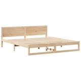 Bed Frame with Headboard Natural 200 x 200 cm Solid Pine Wood 873259