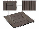 Decking Tile 11 pcs Dark Brown 30 x 30 cm WPC 42046673
