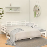 Pull-out Day Bed without Mattress White Solid Wood Pine 2x cm 820348