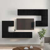 TV Units Wall-mounted 4 pcs Black Oak Engineered wood 3393493