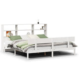 Bookcase Bed without Mattress White 180x200 cm Super King Solid Wood Pine 3321815