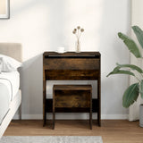 Dressing Table and Stool Smoked Oak 60x40x113.5 cm 848217