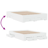 Bed Frame with Drawers without Mattress White 120x190 cm Small Double 3280412