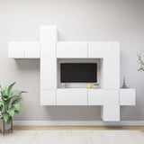 10 Piece TV Cabinet Set White Engineered Wood 3078737