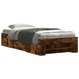 Bed Frame without Mattress Smoked Oak 75x190 cm Small Single Engineered Wood 3295531