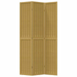 Room Divider 3 Panels Brown Solid Wood Paulownia 358816