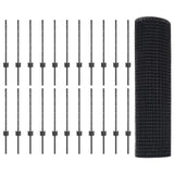 Welded Wire Fence with Post 50 x 0.6 m PVC-Coated Steel Grey 3336627