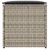 Cushion Box with Storage Light Grey 50 x 50 x 50 cm Poly Rattan 365413