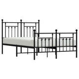 Bed Frame Black Powder-Coated Steel Double Durable Bed Frame 353553