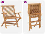 3 Piece Folding Garden Bistro Set 3 pcs Natural Solid Teak Wood 3434108