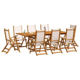 9 Piece Garden Dining Set Solid Wood Acacia and Textilene 3279279