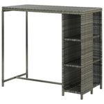 ZNTS Bar Table with Storage Rack Grey 120x60x110 cm Poly Rattan 313477