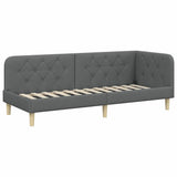 Corner Bed Frame with Headboard Dark Grey 80 x 200 cm Fabric 42016554