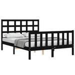 ZNTS Bed Frame without Mattress Black 140x190 cm Solid Wood Pine 3192085