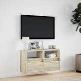 TV Wall Cabinet with LED Lights Sonoma Oak 80x31x45 cm 852329