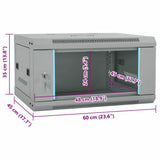 Network Cabinet with Storage Grey 60 x 45 x 35 cm Steel 42017634