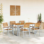 Garden Dining Set 7 pcs Grey and brown Solid acacia wood 3284346