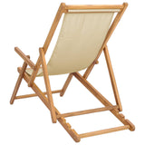 Beach Chair Beige Solid Teak Wood 42032666