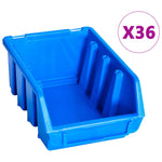 ZNTS 96 Piece Storage Bin Kit with Wall Panels Blue 146282