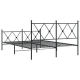 Metal Bed Frame without Mattress with Footboard Black 137x190cm 376519