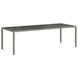 Garden Table Grey 250x100x75 cm Tempered Glass and Poly Rattan 316727