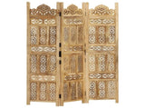 Hand carved 3-Panel Room Divider 120x165 cm Solid Mango Wood 285315
