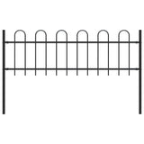 ZNTS Garden Fence with Hoop Top Steel 1.7 m Black 144928