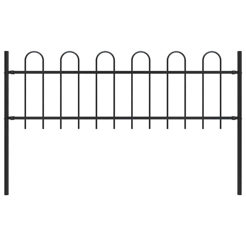 ZNTS Garden Fence with Hoop Top Steel 1.7 m Black 144928