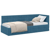 Corner Bed Frame with Headboard Blue 80 cm x 200 cm Velvet 42016367