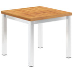ZNTS Garden Side Table 45x45x38 cm Solid Acacia Wood and Stainless Steel 46492