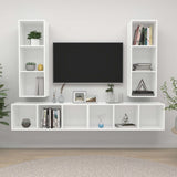 Wall-mounted TV Cabinets 4 pcs White Engineered Wood 3079880