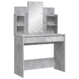 Dressing Table with LED Lights Concrete Grey 96x40x142 cm 837895