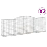 Arched Gabion Baskets 2 pcs 400x50x120/140 cm Galvanised Iron 3147009
