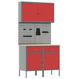 Work Cabinet with Drawer 5 pcs Red Engineered Wood and Steel 3321417