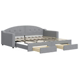 Daybed with Trundle&Drawers without Mattress Light Grey 90x190 cm Single 3197603