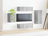 TV Cabinet Set Wall-mounted 4 pcs Grey Sonoma Engineered Wood 3409012