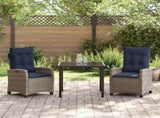Garden Dining Set with Cushion 3 pcs Grey Poly Rattan 3380463