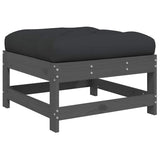 Garden Footstool with Cushion Grey Solid Wood Pine 825557