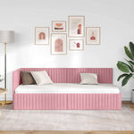 Corner Bed Frame with Headboard Pink 80 x 200 cm Velvet 42016249