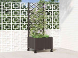 Garden Planter with Trellis&Wheels Brown 40 x 40 x 146 cm PP 3422919