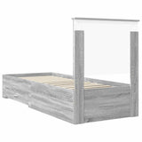 Bed Frame Grey Sonoma and Silver 70 x 190 cm Engineered Wood 3411373