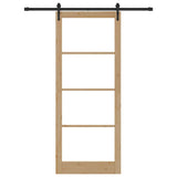Sliding Door Natural 93 x 232 cm Solid Pine Wood and Glass 3332347