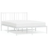 Metal Bed Frame without Mattress with Headboard White 140x200cm 352530