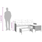 Garden Sofa with Table and Cushions L-Shaped Grey Poly Rattan 365582