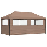 Foldable Party Tent Pop-Up with 3 Sidewalls Brown 4004948